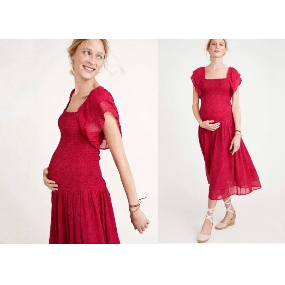 NWT Hatch The Cosette in Samba Print, Bright Pink Maxi Ruffle Dress, Sz 0/ XS
